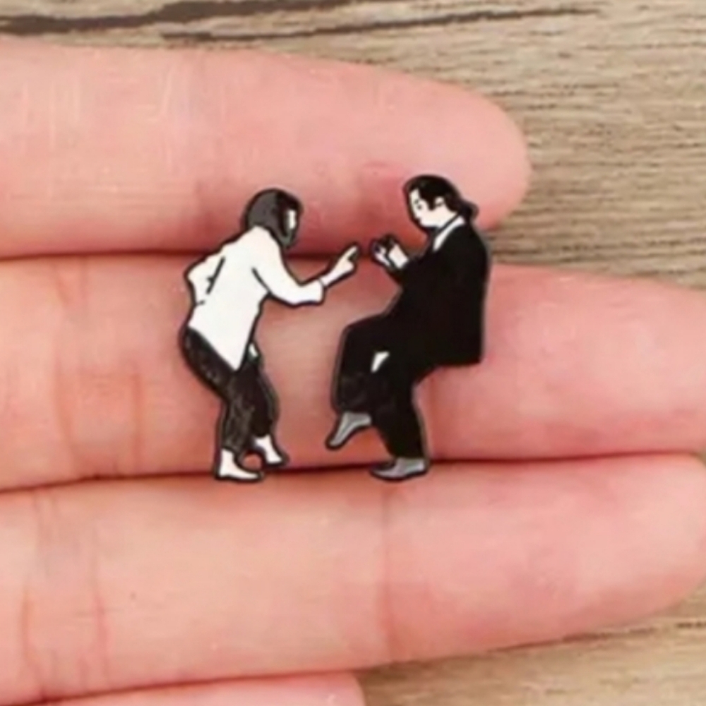Pulp Fiction Inspired Stud Earrings Black and White